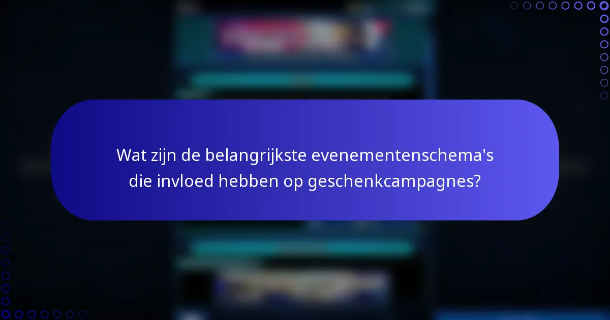 Wat zijn de belangrijkste evenementenschema's die invloed hebben op geschenkcampagnes?